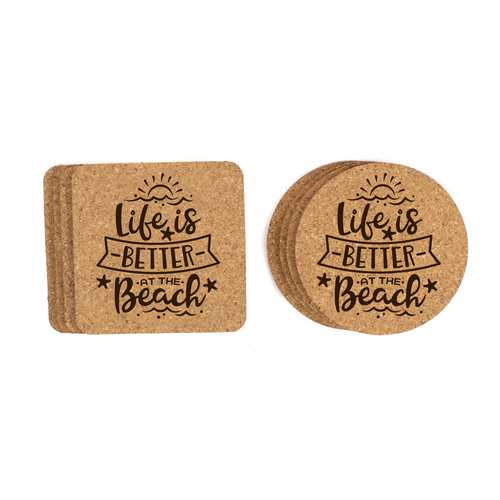 Life Is Better At The Beach Cork Coasters Baum Designs