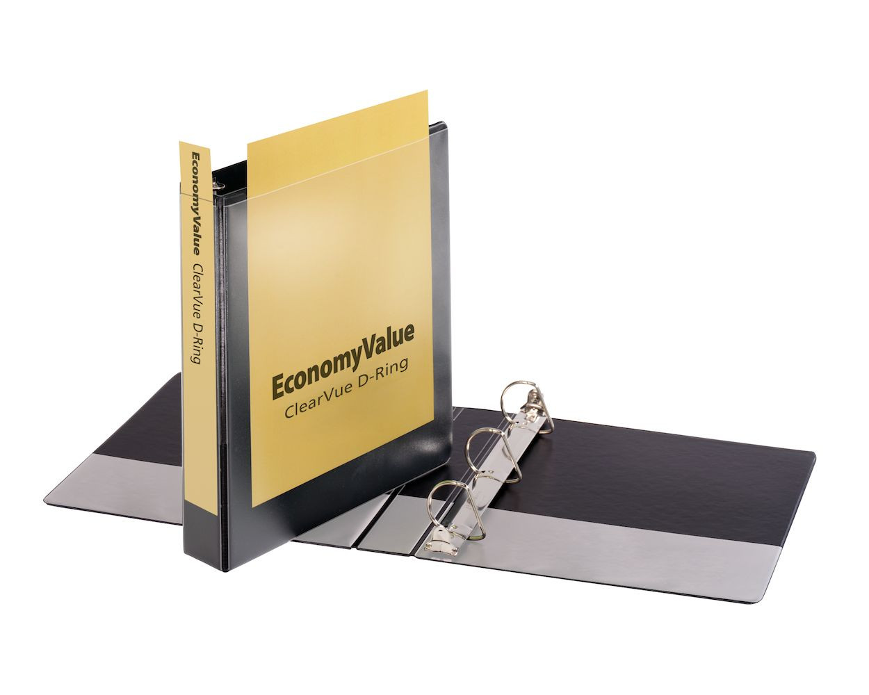 Cardinal Supplies 90110 EconomyValue ClearVue Slant-D Ring Binder, 1.5 in , w Packaging, Black