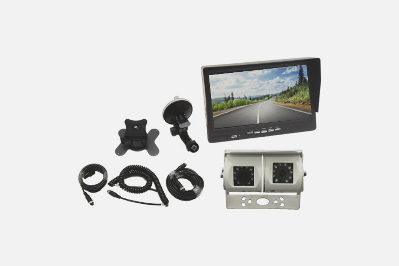 NCE Dual Reverse Camera Kit with 7" Monitor White