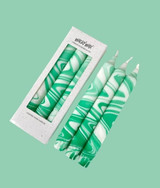 Rainbow Swirl - Emerald Dip Dye Taper Candle Trio