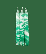 Rainbow Swirl - Emerald Dip Dye Taper Candle Trio