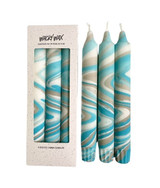 Turquoise and taupe Marbled Candles Set