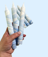 French Blue  Marbled Candles Set