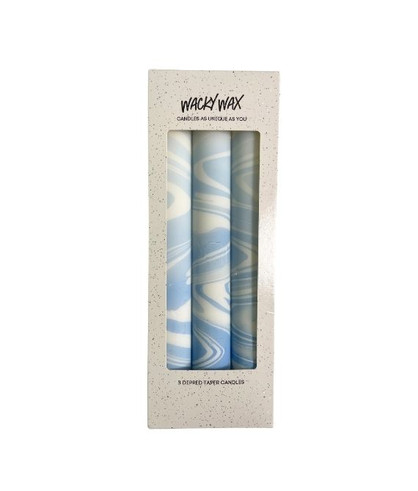 French Blue  Marbled Candles Set