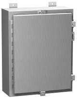 1418N4SSC8 | Stainless steel enclosure with hinged cover and steel clamps