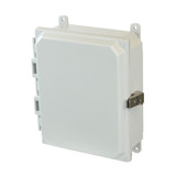 PCJ1082L Hammond Manufacturing 10in x 8in x 2in Polycarbonate enclosure with hinged cover and stainless-steel snap latch