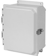 PJU14126LF Hammond Manufacturing 14in x 12in x 6in Fiberglass enclosure with hinged cover and stainless-steel snap latch