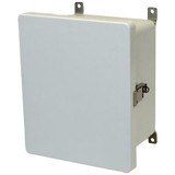 AM1084L | Allied Moulded Products 10 x 8 x 4 Fiberglass enclosure with hinged cover and snap latch