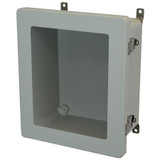 AM1426LW | 14 x 12 x 6 Fiberglass enclosure with hinged window cover and snap latch