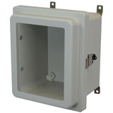 AM864RLW | 8 x 6 x 4 Fiberglass enclosure with raised hinged window cover and snap latch