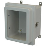AM864RTW | 8 X 6 X 4 Fiberglass enclosure with raised hinged window cover and twist latch