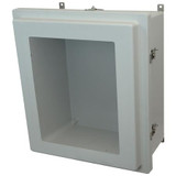 AM1868RTW | 18 x 16 x 8 Fiberglass enclosure with raised hinged window cover and twist latch