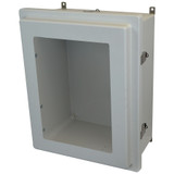 AM2068RLW | 20 x 16 x 8 Fiberglass enclosure with raised hinged window cover and snap latch