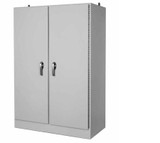 AM724925FSDD | 72 x 49 x 25 Fiberglass free standing double-door enclosure with hinged cover and 3-point latching handle