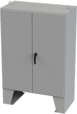 SCE-604824LP Saginaw Control and Engineering 60in x 48in x 24in Carbon Steel Enclosure with 2 Doors and Handle with 3-Point Latch