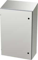SCE-36EL2412SSST Saginaw Control and Engineering 36in x 24in x 12in Stainless steel enclosure with sloping top and quarter turn latches