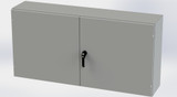 SCE-306012WFLP Saginaw Control and Engineering 30 x 60 x 12 Carbon Steel Enclosure with Overlapping Doors and 3-Point Latching System