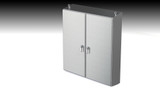 SCE-72EL7218SS6ST Saginaw Control and Engineering 72 x 72 x 18 Stainless Steel Sloping Top Enclosure with a 3-Point Latching Mechanism
