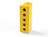 SCE-5PBX-RAL1018 Saginaw Control and Engineering 12 x 4 x 4.75 Carbon Steel 5-Hole Pushbutton Enclosure with Screw Cover