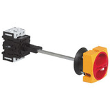 0165139LS Baco Controls 32A 4P (N) + NC/NO Disc Sw, Long Shaft Door Interlock, Yel/Red Pad