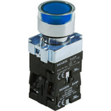 Ex9PBW3664F Noark Pushbutton Illuminated, Ex9PB,  Momentary  Flush w/ Guard, Blue 2NC, 48Vac/dc
