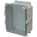 AMP864CCNLF | Allied Moulded Products 8 x 6 x 4 Polycarbonate enclosure with hinged clear cover and nonmetal snap latch