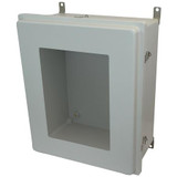 AM24208RLW | 24 x 20 x 8 Fiberglass enclosure with raised hinged window cover and snap latch