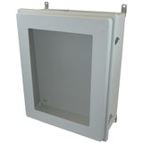 AM30248RLW | 30 x 24 x 8 Fiberglass enclosure with raised hinged window cover and snap latch