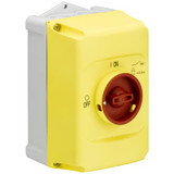 IB132-Y ABB Red and Yellow Plastic Lockable Enclosure for Use with Manual Motor Starters