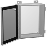 1414PHM8 | Steel enclosure with hinged cover and steel clamps (with panel)