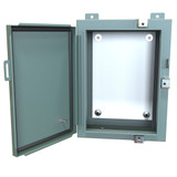 1418N4D8 | Hammond Manufacturing 20 x 20 x 8 Mild steel enclosure with continuous hinge door and clamps (w/ panel)