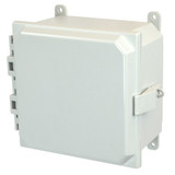 AMP884NL | Allied Moulded Products 8 x 8 x 4 Polycarbonate enclosure with hinged cover and nonmetal snap latch