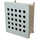 AM1426P25 | 14 x 12 x 6 Fiberglass enclosure with 4-screw lift-off cover and 25 pushbutton holes