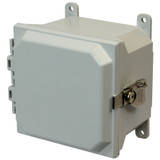 AMU664T | 6 x 6 x 4 Fiberglass enclosure with hinged cover and twist latch