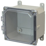 AMU664CC | 6 x 6 x 4 Fiberglass enclosure with 4-screw lift-off clear cover