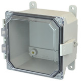 AMU664CCNL | 6 x 6 x 4 Fiberglass enclosure with hinged clear cover and nonmetal snap latch