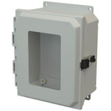 AMU864LWF | 8 x 6 x 4 Fiberglass enclosure with hinged window cover and snap latch