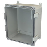 AMU1648CCNL | 16 x 14 x 8 Fiberglass enclosure with hinged clear cover and nonmetal snap latch