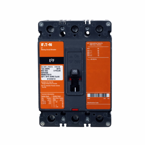 E2J3225AW | Eaton 3 Pole 225 Amp Thermo Mag Mining Circuit Breaker