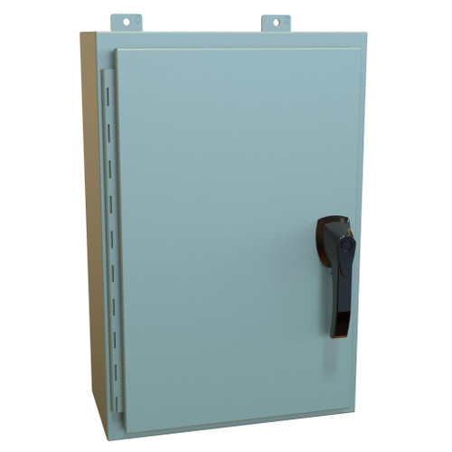 HW24168GYHK Hammond Manufacturing 24in x 16in x 8in Type 4 Mild Steel Enclosure with Hinged Cover and Handle