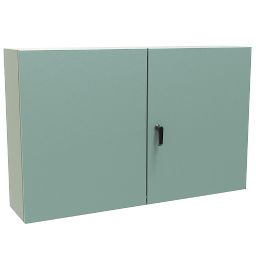 EN4TD304810GY Hammond Manufacturing 30in x 48in x 10in Type 12 Mild Steel Enclosure with 2 Doors and Handle with 3-Point Latch