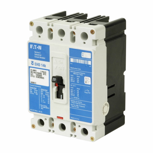 EHD3020 | Eaton F-Frame Molded Case Circuit Breaker (20 Amp, 3 pole)