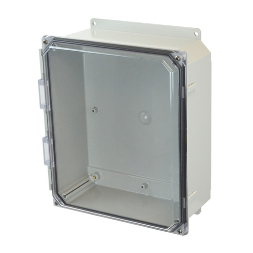 PCJ12104CC Hammond Manufacturing 12 x 10 x 4 Polycarbonate enclosure with 4-screw lift-off clear cover