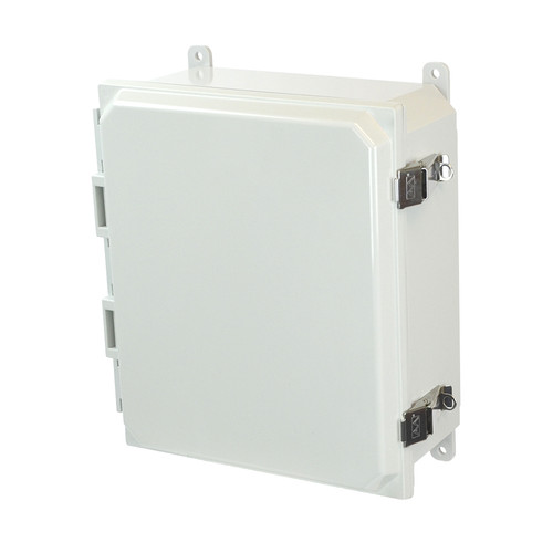 PCJ12104L | Hammond Manufacturing 12 x 10 x 4 Polycarbonate enclosure with hinged cover and snap latch