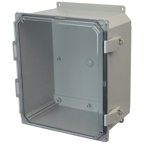 PCJ14126CCNLF | Hammond Manufacturing 14 x 12 x 6 Polycarbonate enclosure with hinged clear cover and nonmetal snap latch PCJ14126CCNLF | Hammond Manufacturing 14 x 12 x 6 Polycarbonate enclosure with hinged clear cover and nonmetal snap latch