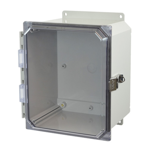 AMP1086CCLF | Allied Moulded Products 10 x 8 x 6 Polycarbonate enclosure with hinged clear cover and snap latch