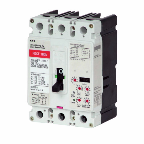 FDE322522LA34 | Eaton FDE MCCB 35KAIC@480V 210+ ELECTR LI 3P 40-100A 1A/1B AUX
