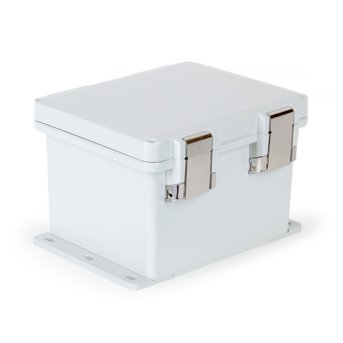 UPCG100806HMLF | Ensto 10 x 8 x 6 Polycarbonate enclosure with hinged cover and snap latch