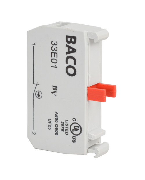 33E01 | Baco Controls Contact Block with 1 Normally Closed (NC) Screw Terminal