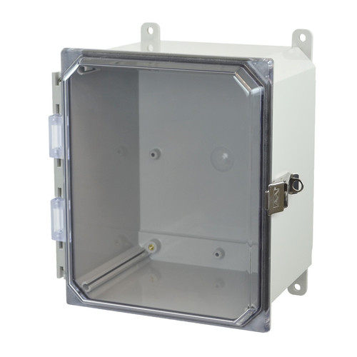 PCJ1086CCL | Hammond Manufacturing 10 x 8 x 6 Polycarbonate enclosure with hinged clear cover and stainless-steel snap latch